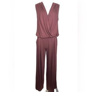 Trina Turk Womens Burgundy Sleeveless Crossover V-Neck Irena Jumpsuit Small C288